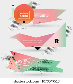 Creative geometric promotion banners, scroll, price tag, sticker, badge, poster. Vector design