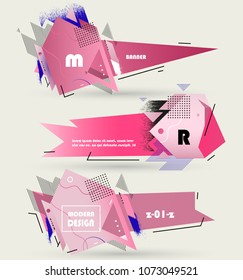 Creative geometric promotion banners, scroll, price tag, sticker, badge, poster. Vector design