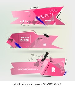 Creative geometric promotion banners, scroll, price tag, sticker, badge, poster. Vector design