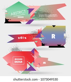 Creative geometric promotion banners, scroll, price tag, sticker, badge, poster. Vector design