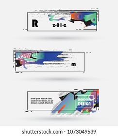 Creative geometric promotion banners, scroll, price tag, sticker, badge, poster. Vector design