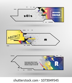 Creative geometric promotion banners, scroll, price tag, sticker, badge, poster. Vector design