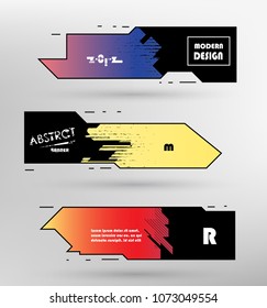 Creative geometric promotion banners, scroll, price tag, sticker, badge, poster. Vector design