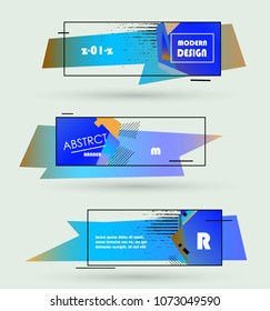 Creative geometric promotion banners, scroll, price tag, sticker, badge, poster. Vector design
