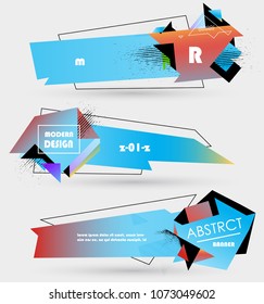 Creative geometric promotion banners, scroll, price tag, sticker, badge, poster. Vector design