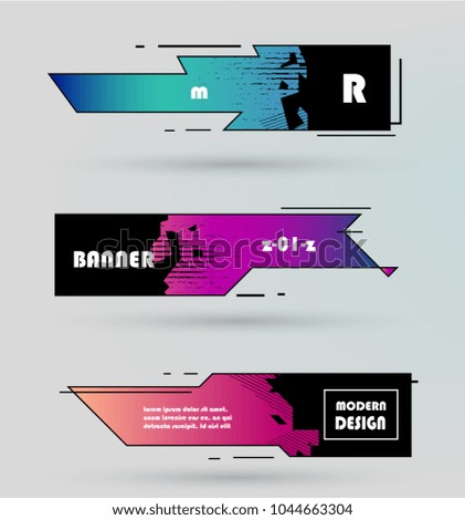 Creative geometric promotion banners, scroll, price tag, sticker, badge, poster. Vector design