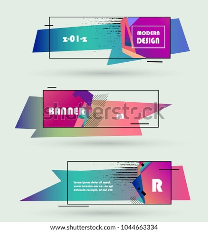 Creative geometric promotion banners, scroll, price tag, sticker, badge, poster. Vector design