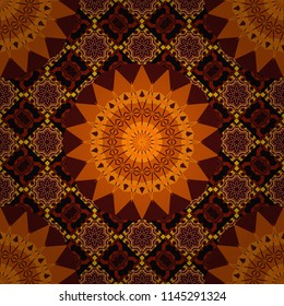 Creative geometric seamless pattern. Brown, black and orange polygonal illustration consisting of rectangles. Vector rectangular design for your business.
