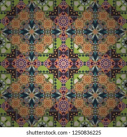 Creative geometric seamless pattern. Vector rectangular design for your business. Beige, green and gray polygonal illustration consisting of rectangles.