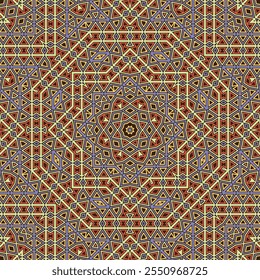 Creative geometric seamless pattern vector composition. Tetro textile print. Colorful geometry ornament. Eastern ethnic motif. Artistic backdrop.