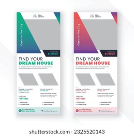 Forma geométrica creativa agencia de negocios inmobiliaria enrollar banner estándar