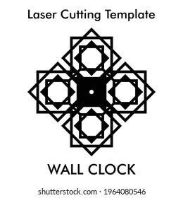 creative geometric shaped Laser cutting wall clock for wall and home decor. vector silhouette wall clock template for mdf and acrylic cutting. Living room decor wall clock cut file.