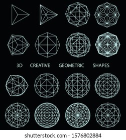 Formas geométricas creativas. vector 3D. Cuadrícula geométrica.Geometría sagrada.