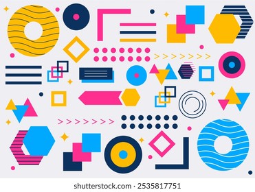 Creative geometric shapes abstract background, Dynamic geometric shapes compositions and Flat 