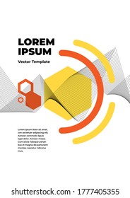 Kreative geometrische Formen und abstrakter Wellenhintergrund mit Kopienraum. Futuristische Vektorvorlage. Dynamische geometrische Formen Kompositionen. Flatsch und sauber. Gilt für alle Grafiken.