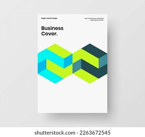 Creative geometric shapes catalog cover layout. Unique front page design vector template.