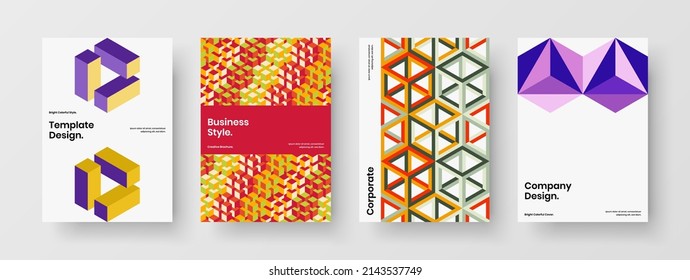 Colección de diseño de volante de formas geométricas creativas. Conjunto de concepto de diseño de vectores de póster A4 multicolor.