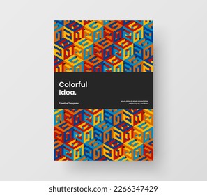 Creative geometric shapes presentation layout. Colorful brochure A4 design vector template.