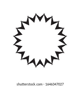 Creative geometric sun circle concept. rays out of arrows. Stock Vector illustration isolated on white background.