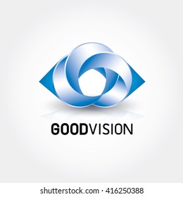 Creative geometric technical blue eyes logo template. For medical centers and company. Modern surveillance technology. 