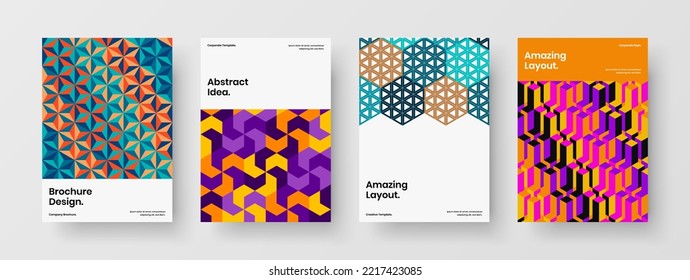 Conjunto de ilustraciones de portada del catálogo de fichas geométricas creativas. Diseño de diseño de vectores de diseño A4 de identidad de empresa moderna.