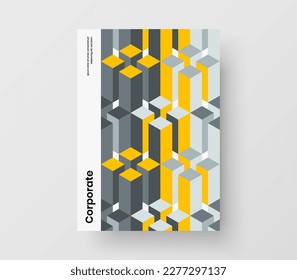 Creative geometric tiles corporate brochure illustration. Original handbill A4 vector design layout.