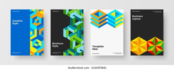 Creative geometric tiles cover template collection. Trendy placard vector design illustration composition.