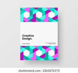 Creative geometric tiles handbill template. Trendy corporate cover A4 vector design layout.