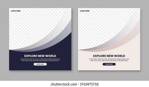 Creative geometric travel social media post template promotion banner. web banner advertising design vector illustration