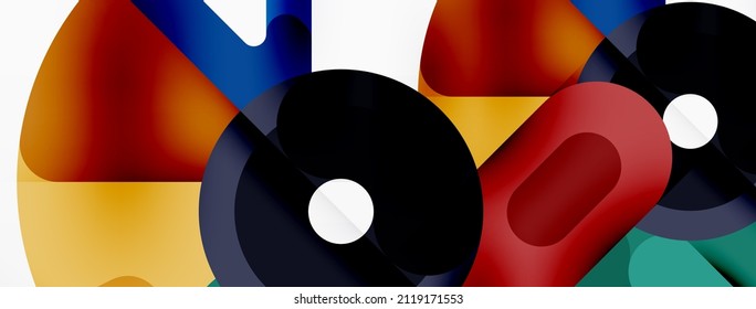 Papel geométrico creativo. Círculos, fondo de líneas. Plantilla de negocio para papel de pared, banner, fondo o aterrizaje