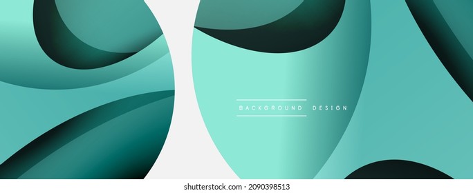 Papel geométrico creativo. Fondo abstracto mínimo. Ilustración vectorial de la composición del círculo y la onda para fondo de banner de fondo o página de aterrizaje de papel pintado
