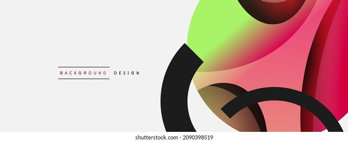 Papel geométrico creativo. Fondo abstracto mínimo. Ilustración vectorial de la composición del círculo y la onda para fondo de banner de fondo o página de aterrizaje de papel pintado