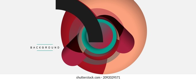 Papel geométrico creativo. Fondo abstracto mínimo. Composición de círculos ilustración vectorial para fondo de banner de fondo o página de aterrizaje