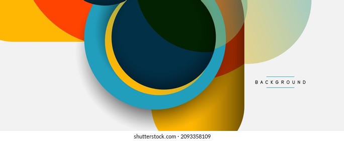Papel geométrico creativo. Fondo abstracto mínimo. Composición de círculos ilustración vectorial para fondo de banner de fondo o página de aterrizaje