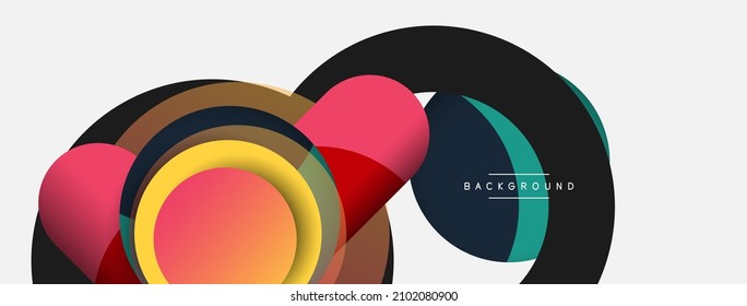 Papel geométrico creativo. Fondo abstracto mínimo. Composición de círculos ilustración vectorial para fondo de banner de fondo o página de aterrizaje
