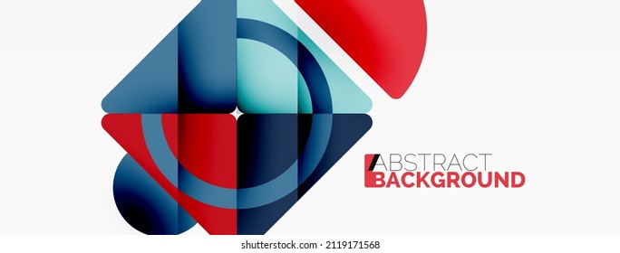 Kreative geometrische Tapete. Minimaler abstrakter Hintergrund. Komposition von Dreiecken und Kreisen, Vektorgrafik für Bildschirmhintergrund oder Landungsfläche