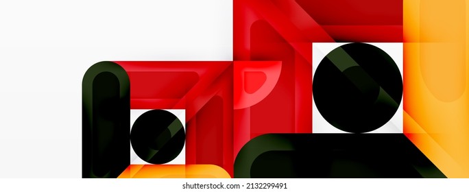 Creative geometric wallpaper. Minimal abstract background. Circles lines squares composition vector illustration for wallpaper banner background or landing page