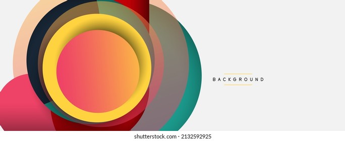 Papel geométrico creativo. Fondo abstracto mínimo. Composición de círculos ilustración vectorial para fondo de banner de fondo o página de aterrizaje