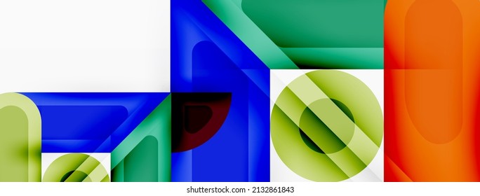 Kreative geometrische Tapete. Minimaler abstrakter Hintergrund. Circles lines quadratische Zusammensetzung Vektorgrafik für Bildschirmhintergrund oder Landungsseite