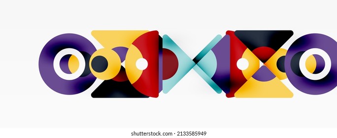 Papel geométrico creativo. Fondo abstracto mínimo. Triángulos y círculos composición ilustración vectorial para fondo de banners de fondo o página de aterrizaje