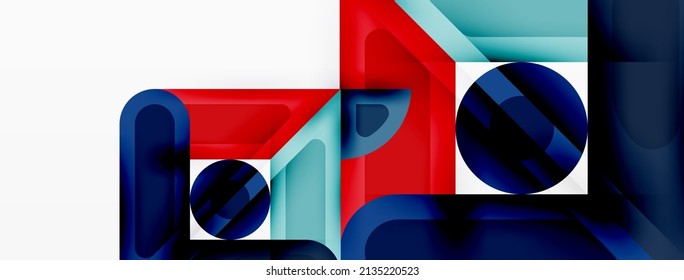 Papel geométrico creativo. Fondo abstracto mínimo. Círculos líneas cuadradas composición ilustración vectorial para fondo de banners de fondo o página de aterrizaje