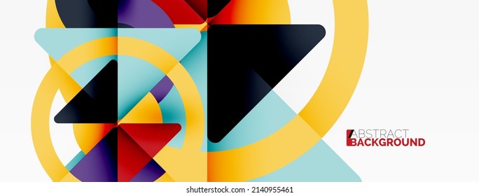 Papel geométrico creativo. Fondo abstracto mínimo. Triángulos y círculos composición ilustración vectorial para fondo de banners de fondo o página de aterrizaje