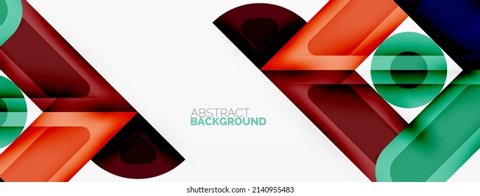 Papel geométrico creativo. Fondo abstracto mínimo. Círculos líneas cuadradas composición ilustración vectorial para fondo de banners de fondo o página de aterrizaje