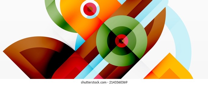 Creative geometric wallpaper. Minimal abstract background. Bright color geometric shapes on white backdrop. Business template for wallpaper, banner, background or landing