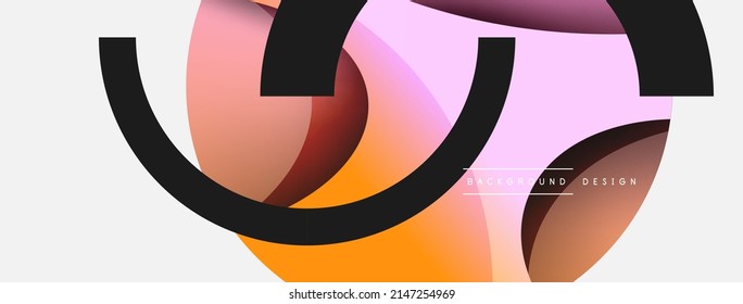 Papel geométrico creativo. Fondo abstracto mínimo. Ilustración vectorial de la composición del círculo y la onda para fondo de banner de fondo o página de aterrizaje de papel pintado