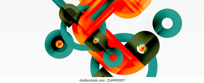 Papel geométrico creativo. Fondo abstracto mínimo. Formas geométricas de color brillante sobre fondo blanco. Plantilla de negocio para papel de pared, banner, fondo o aterrizaje