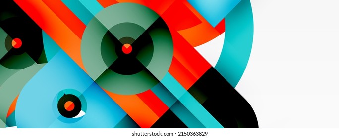 Creative geometric wallpaper. Minimal abstract background. Bright color geometric shapes on white backdrop. Business template for wallpaper, banner, background or landing