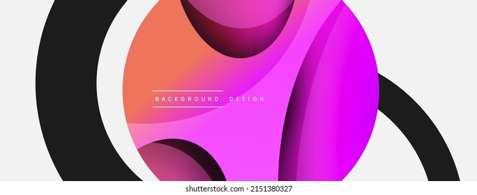 Papel geométrico creativo. Fondo abstracto mínimo. Ilustración vectorial de la composición del círculo y la onda para fondo de banner de fondo o página de aterrizaje de papel pintado