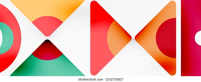 Kreative geometrische Tapete. Minimaler abstrakter Hintergrund. Komposition von Dreiecken und Kreisen, Vektorgrafik für Bildschirmhintergrund oder Landungsfläche