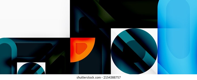 Creative geometric wallpaper. Minimal abstract background. Circles lines squares composition vector illustration for wallpaper banner background or landing page